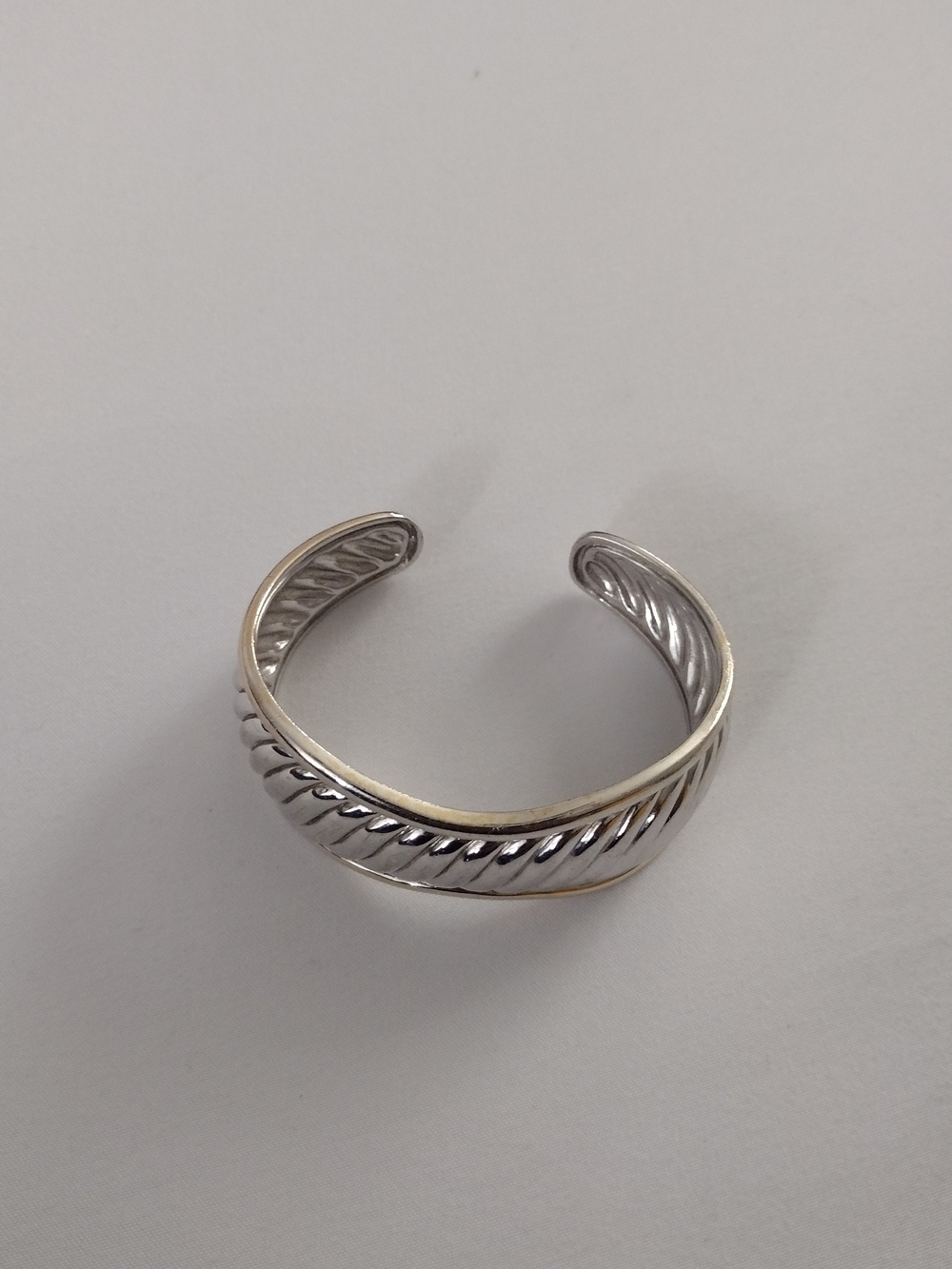 Silver-Tone Twisted Cuff Bracelet for Women. 7" -7.5"